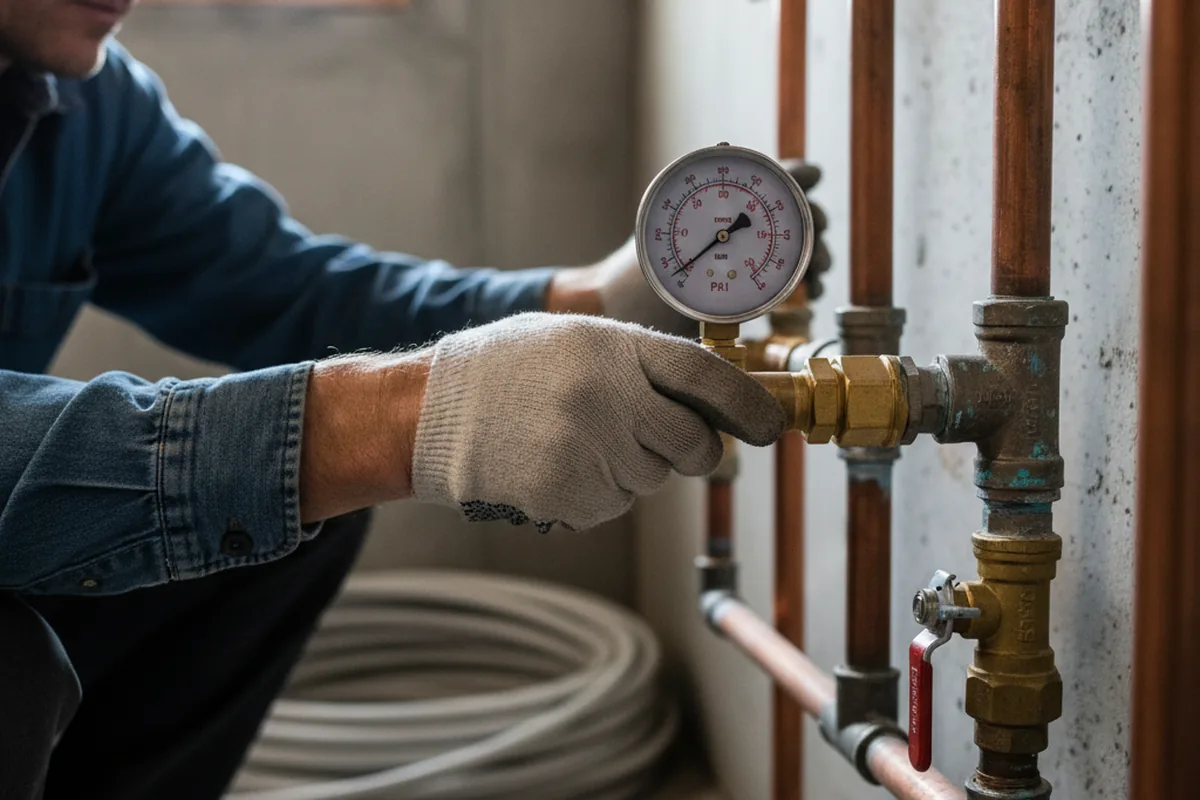 Pressure testing a repaired line during Water Line Repair in Mora